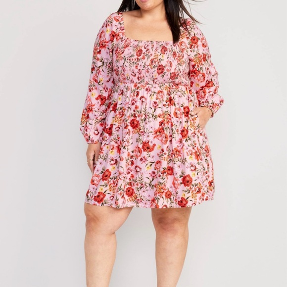 Old Navy Dresses & Skirts - Old Navy Red and Pink Sundress with Bishop Sleeves